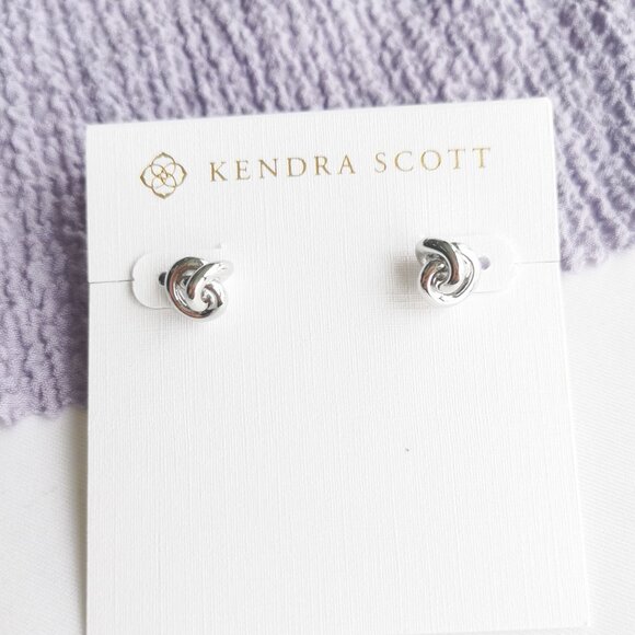 Kendra Scott Presleigh love Knot Bright Silver Stud Earrings - Picture 1 of 3